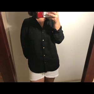 Black Blouse with Gold Buttons